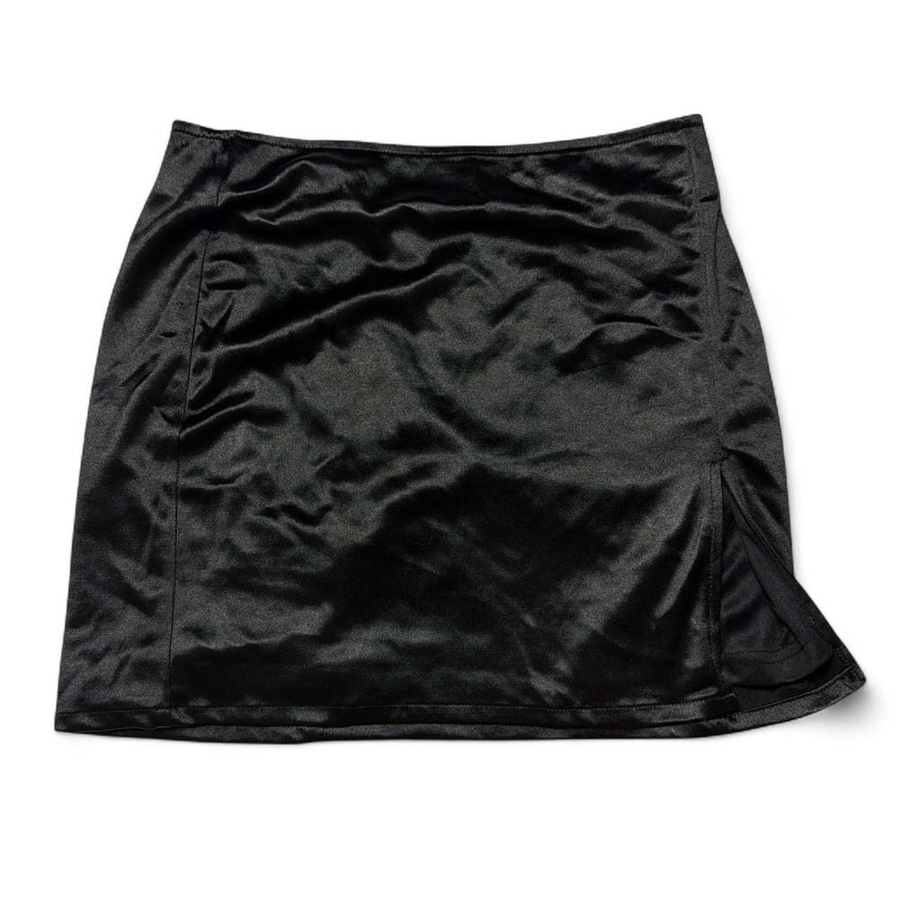Mable Black Satin Micro Mini Skirt Whimsygoth Witchy Y2K Goth Side Slit Small
